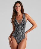 Sizzling Snake Lace-Up Bodysuit