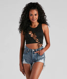 Basic Lace-Up Crop Top