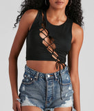 Basic Lace-Up Crop Top