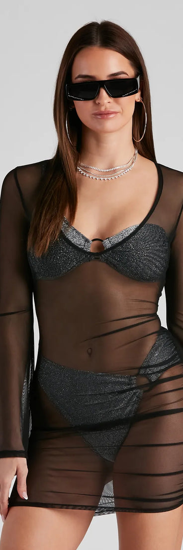 Out Of Water Mesh V-Neck Coverup