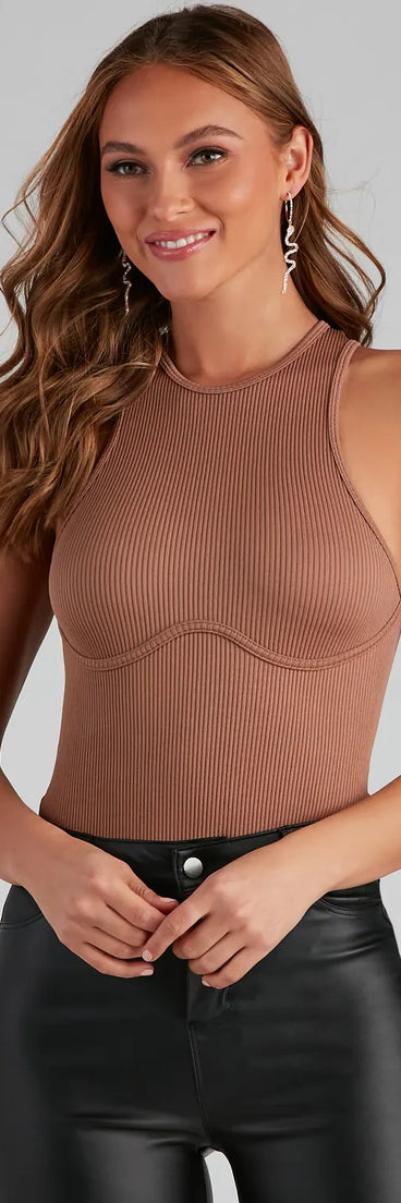 Everyday Style Ribbed Knit Bodysuit