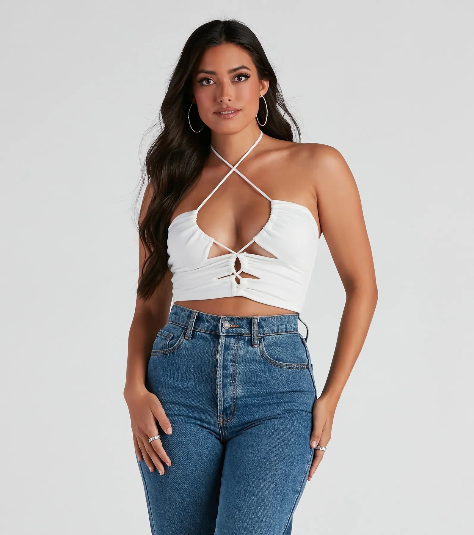 theredthered S butterfly halter tops グレー THEREDTHREAD】S butterfly halter tops