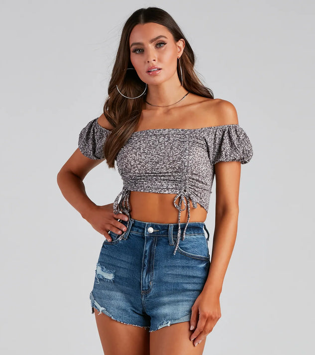 Ditsy Floral Off-Shoulder Crop Top