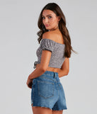 Ditsy Floral Off-Shoulder Crop Top