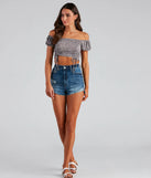 Ditsy Floral Off-Shoulder Crop Top