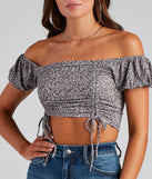 Ditsy Floral Off-Shoulder Crop Top