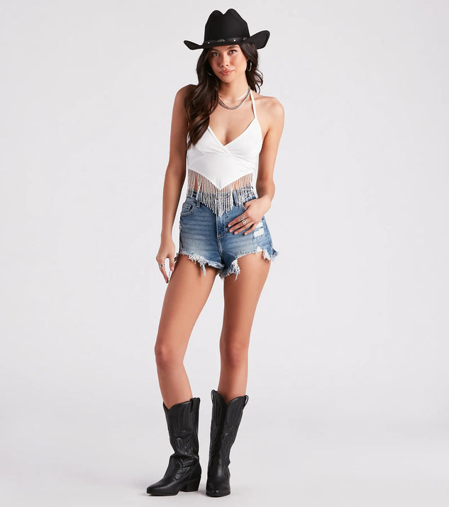 【美品】LEINWANDE Mixed Fringe Crop Top LEINWANDE Mixed Fringe Crop Top