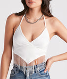 Modern Boho Halter Fringe Crop Top