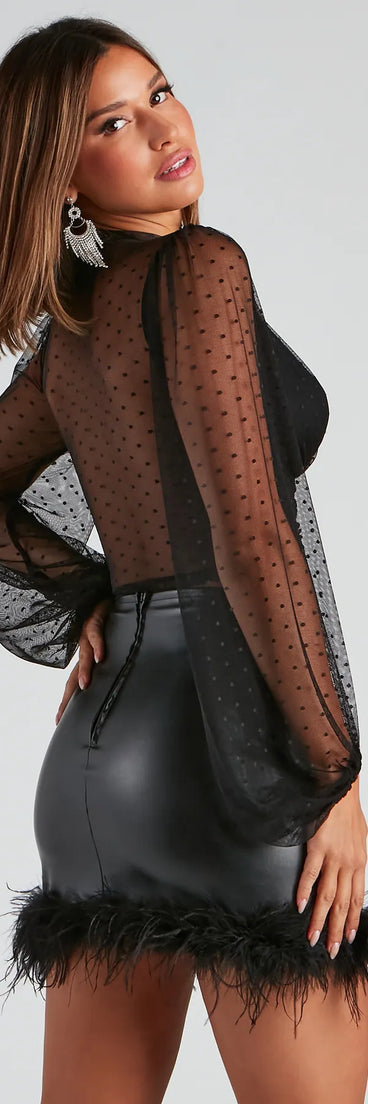 Sweet Soiree Mock Neck Polka Dot Top