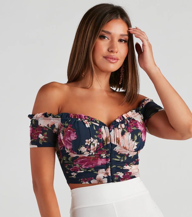 Floral Blooms Mesh Crop Bustier | Windsor