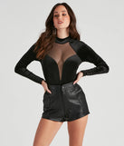 Sheer Intentions Mock Neck Bodysuit