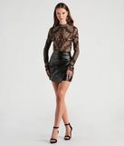 Flair For The Dramatic Flocked Velvet Bodysuit