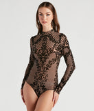 Flair For The Dramatic Flocked Velvet Bodysuit