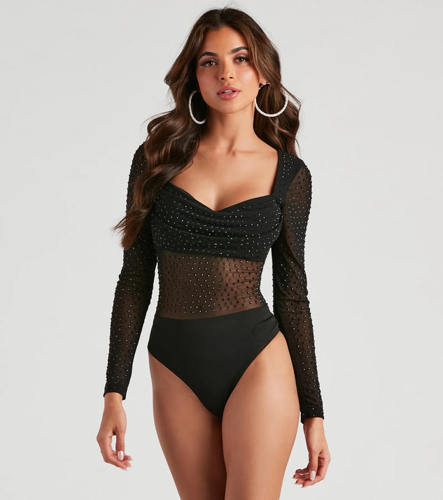 Sultry Fab Rhinestone Sheer Mesh Bodysuit | Windsor Sultry Fab Rhinestone Sheer Mesh Bodysuit | Windsor