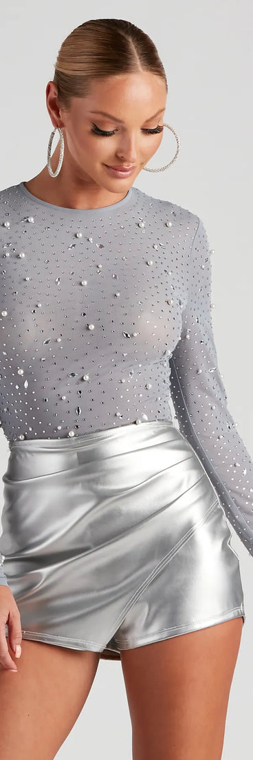 All That Shine Pearl And Rhinestone Bodysuit