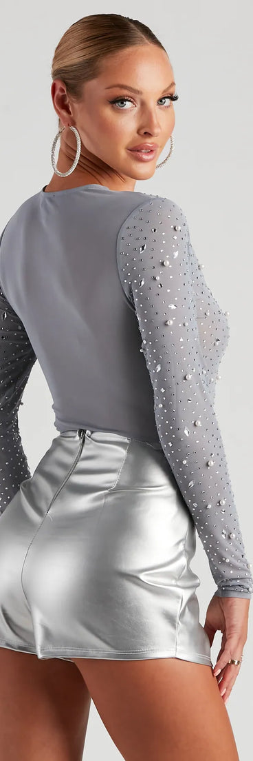 All That Shine Pearl And Rhinestone Bodysuit