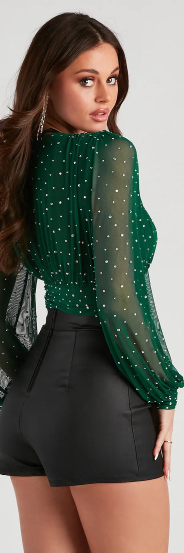 Prettiest Sparkle Rhinestone Mesh Bodysuit