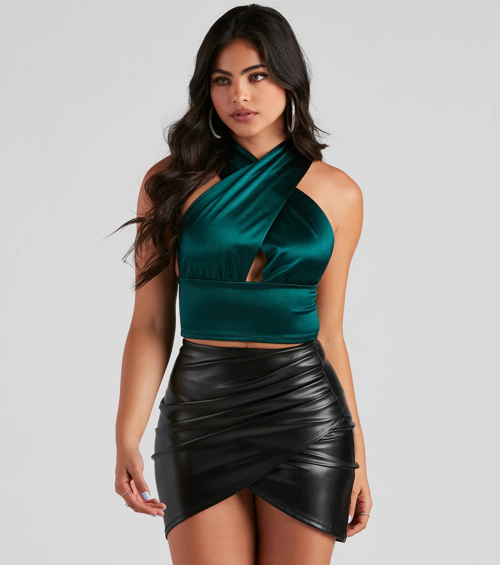 Sleek Satin Convertible Crop Top | Windsor