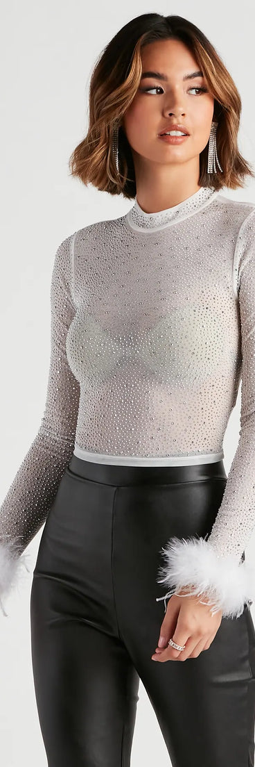 Angelic Babe Mesh Feather Top