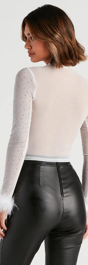 Angelic Babe Mesh Feather Top