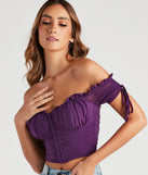 From bold to effortless, the Hooked In Ruched Crop Top lets you define your vibe with purple tops that speak your style.