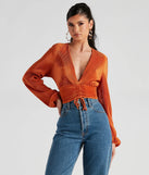 Posh And Pleated Long Sleeve Crop Top