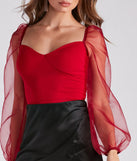 Whimsical Chic Sheer Sleeve Blouse