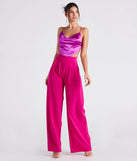 Satin Cowl Neck Strappy Crop Top