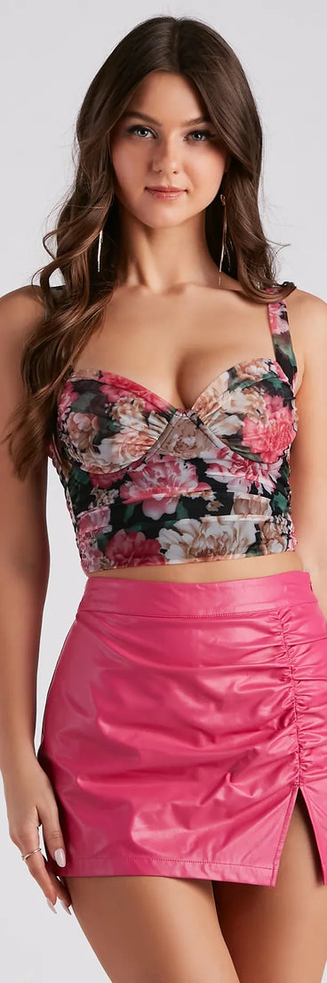 Floral Allure Mesh Crop Bustier