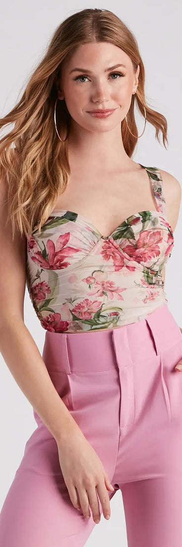 Spring Beauty Floral Mesh Bustier