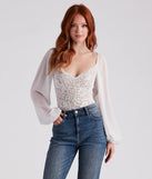 Sweet And Sultry Lace Chiffon Bodysuit