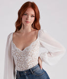 Sweet And Sultry Lace Chiffon Bodysuit
