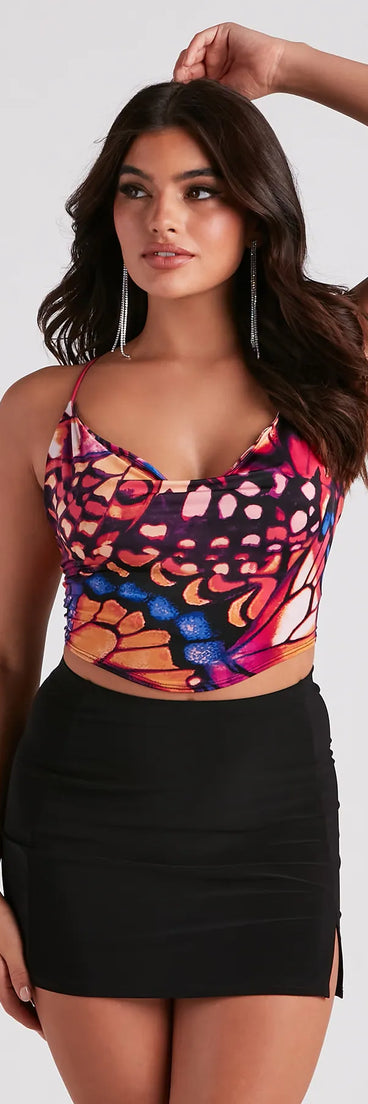 Butterfly Babe Printed Crop Top
