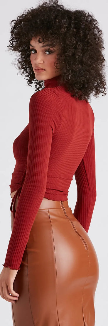 Sweet Day Turtleneck Knit Crop Top