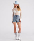 Stay on-trend this season with the Glitzy Muse Rhinestone Fishnet Crop Top in white, a must-have for creating stylish and effortless spring outfits for women.