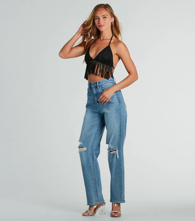 Rodeo Babe Rhinestone Fringe Halter Top | Windsor