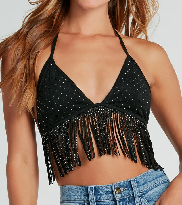 Rodeo Babe Rhinestone Fringe Halter Top | Windsor