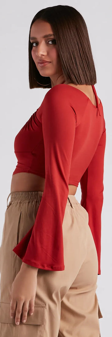 Effortlessly Sultry Bell Sleeve Crop Top