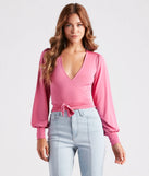 Slinky Knit Wrap Front Top