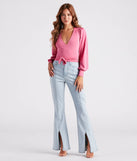 Slinky Knit Wrap Front Top