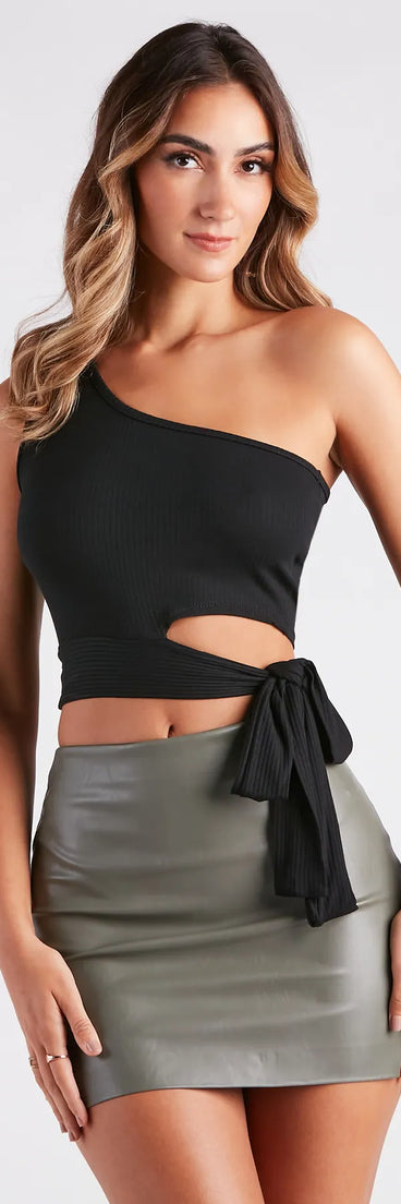 Keep It One Sided Tie Waist Crop Top