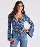 Sunset Audience Paisley Wrap Crop Top