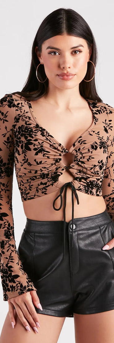 Fancy Me Velvet Burnout Crop Top