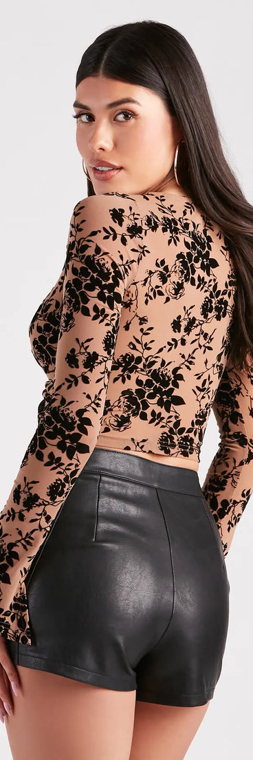Fancy Me Velvet Burnout Crop Top