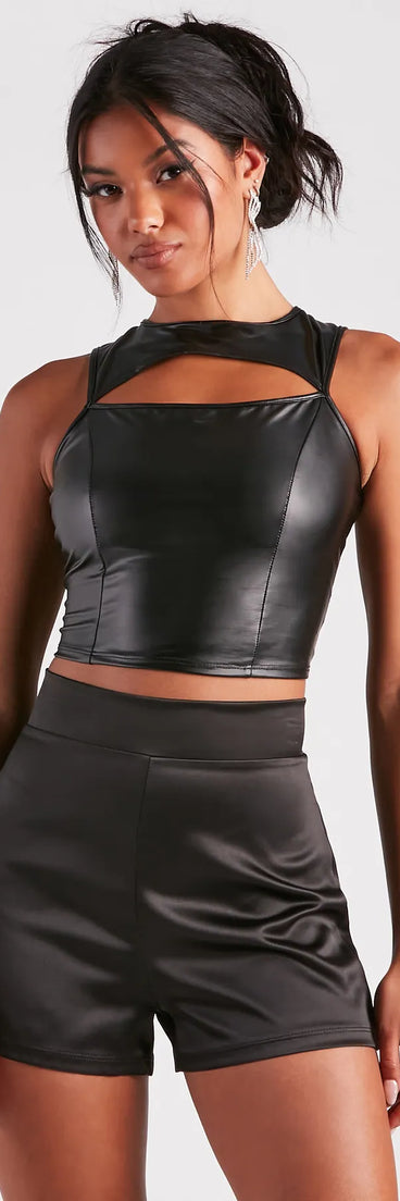 Cut To The Style Faux Leather Crop Top