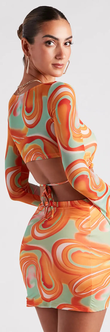 Funky Fresh Swirl Mesh Crop Top