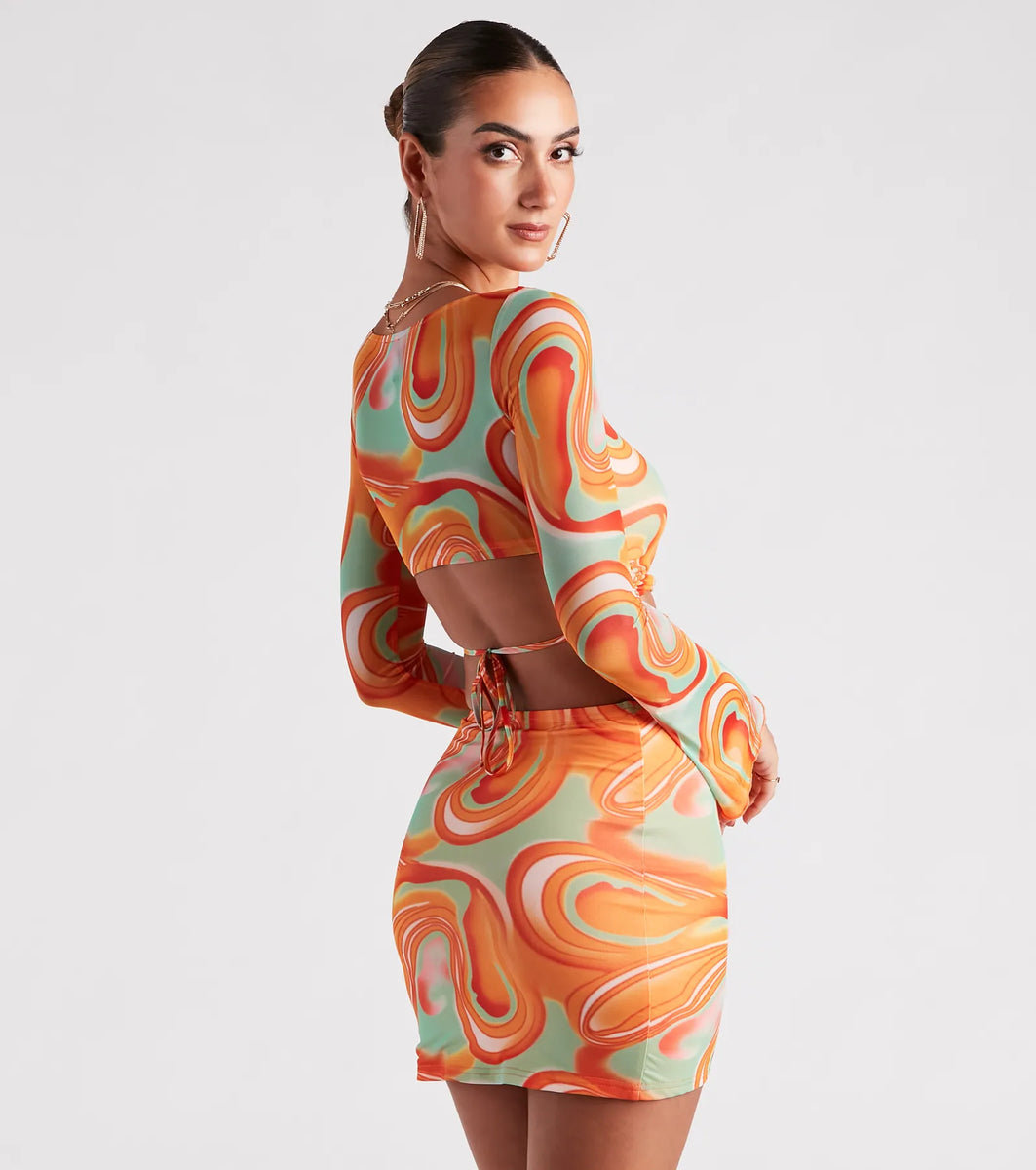 Funky Fresh Swirl Mesh Crop Top & Windsor