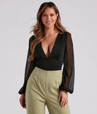 Sheer And Sultry Plunging Bodysuit