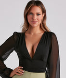 Sheer And Sultry Plunging Bodysuit