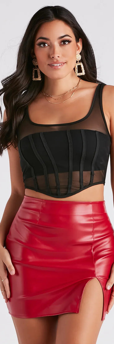 Night Out Mood Sheer Bustier Top